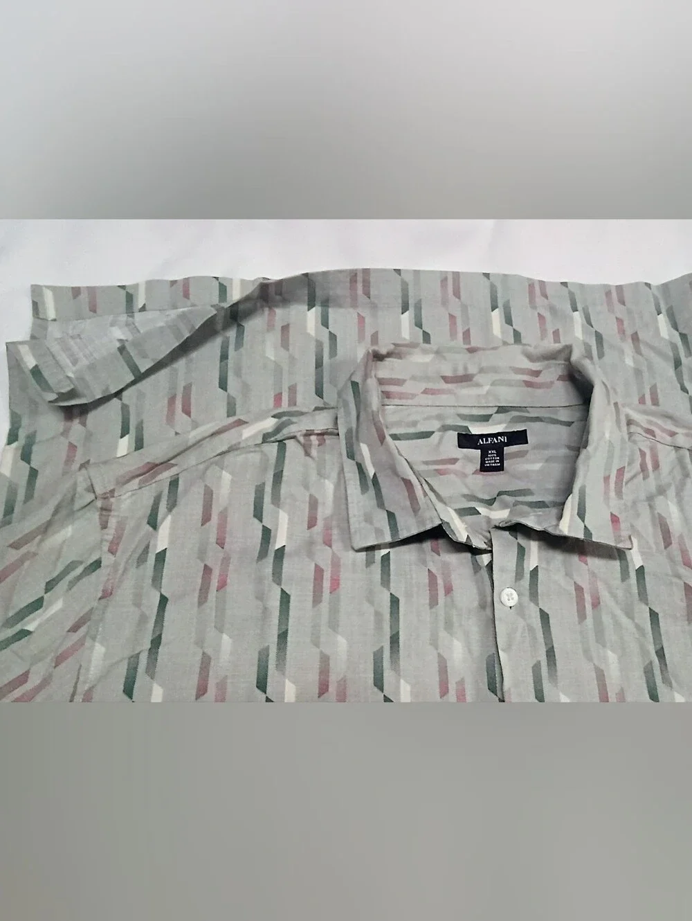 Alfani Men's XXL Short Sleeve Geo Abstract Print Casual Button Up Shirt Mint